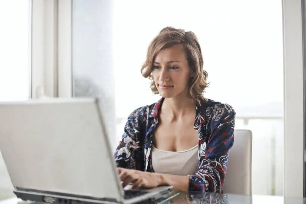 Adult woman on her laptop