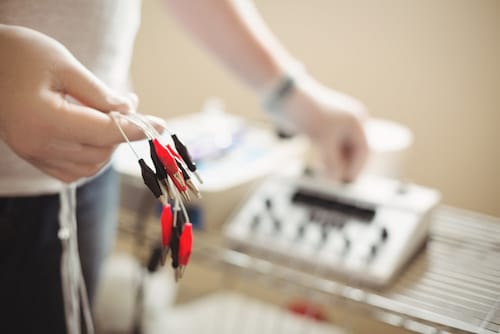 emg machine being prepared 