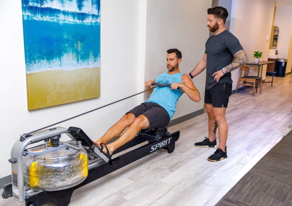 A man having a pilates