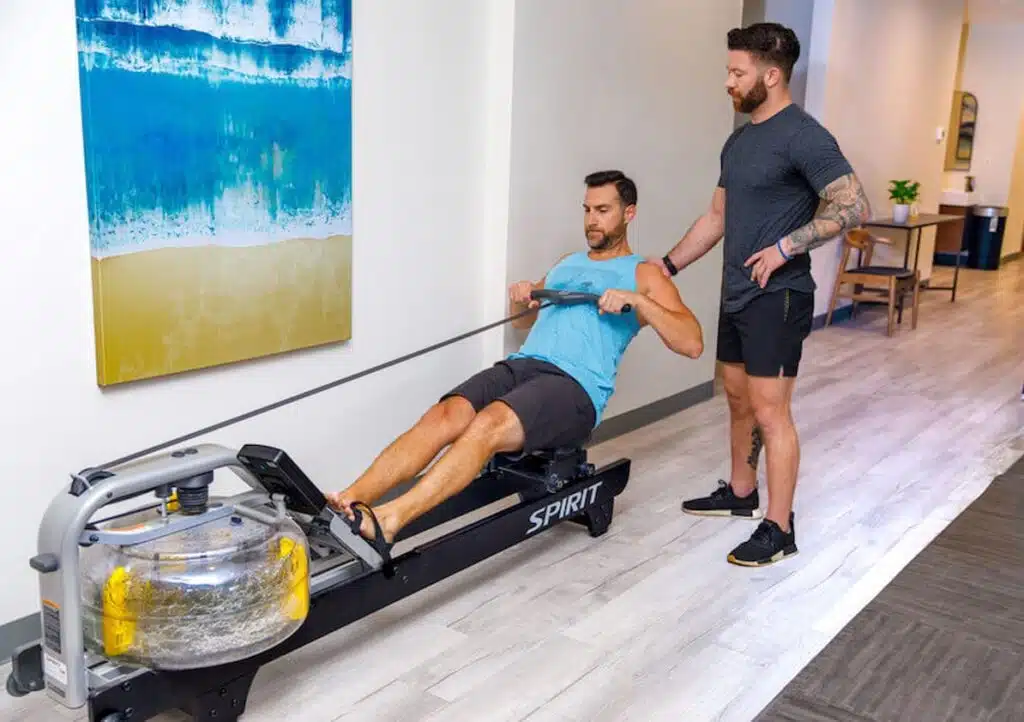 A man having a pilates